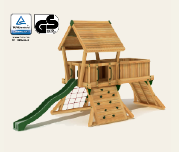 Garden climbing frame with swing and slide